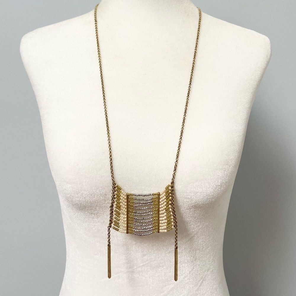 Lucky Brand Gold and Silver Beaded Statement Necklace